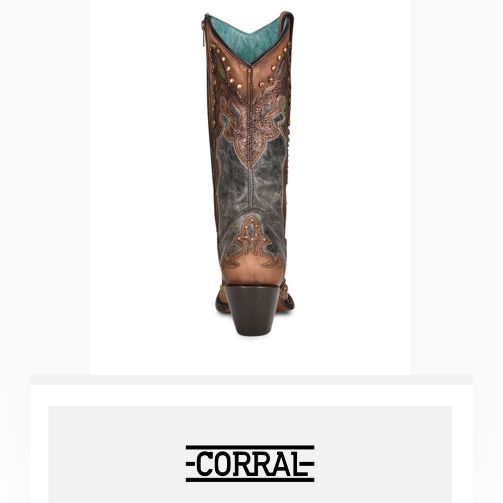 Corral Brown and Gray Embellished Heeled Boots - Picture 6 of 16